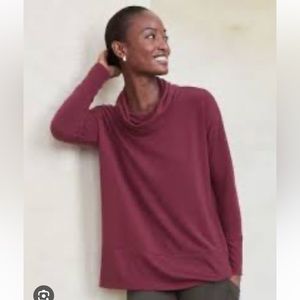 Garnet Hill Cranberry Tencel Cowl Neck Knit Tunic - sz L
